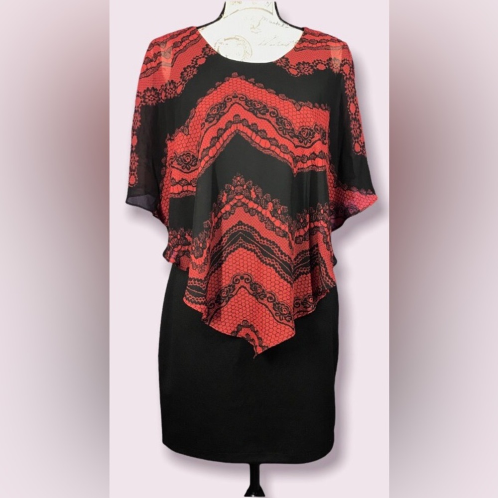 Enfocus Studio, Sleeveless Dress with Attached Sheer Shaw